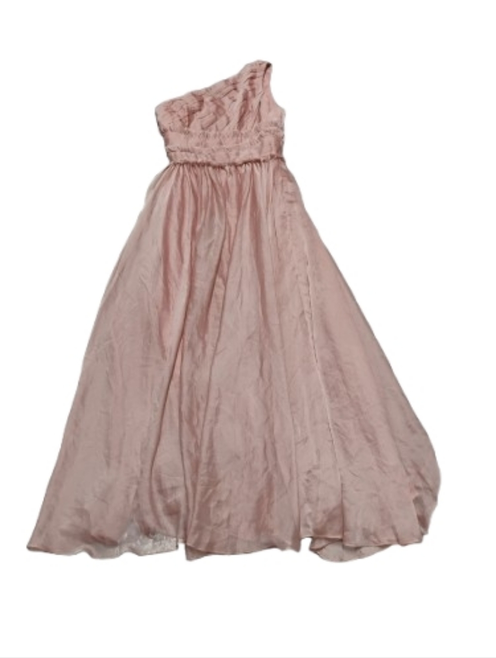 Monique Lhuillier Bridesmaids Pink One Shoulder Maxi Gown Sz 0